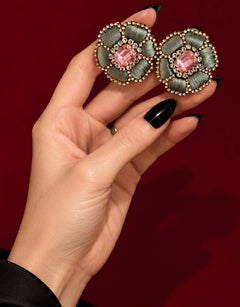 Pre-order – available November 30 – Sage Pink Flower Earrings — 1