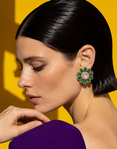 Pre-order – available November 30 – Green Pink Flower Earrings — 2