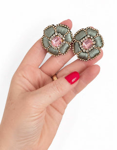 Pre-order – available November 30 – Sage Pink Flower Earrings — 4