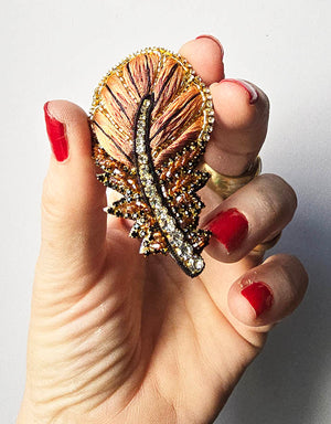Caramel Feather Brooch — 2