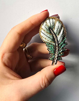 Green Feather Brooch — 3