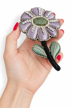 Pre-order – available November 30 – Large Lavender Sage Flower Brooch — 1