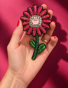 Pre-order – available November 30 – Large Raspberry Daisy Brooch — 1