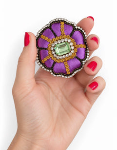 Pre-order – available November 30 – Purple Green Rosette Brooch — 1