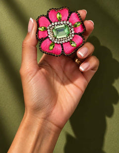 Pre-order – available November 30 – Fuchsia Green Flower Brooch — 1