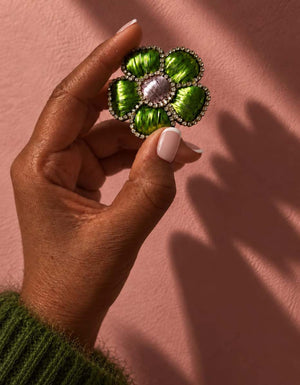 Petite broche fleur vert anis et rose — Lucy in the sky — 1