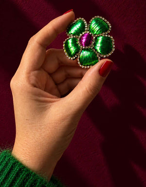 Petite broche fleur verte et violette — Lucy in the sky — 1