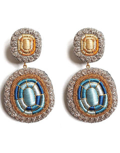 Détail de Boucles d’oreilles à clip Youkounkoun – Citrine et aigue-marine – L