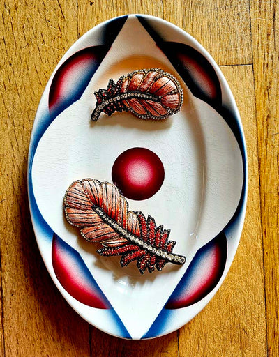 Plume orange brooch