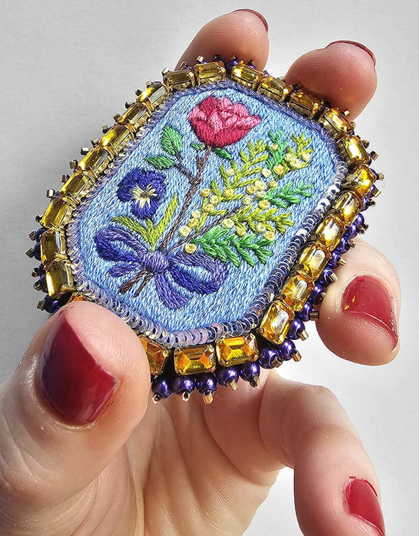 Bouquet of Rose &amp; Mimosa  brooch