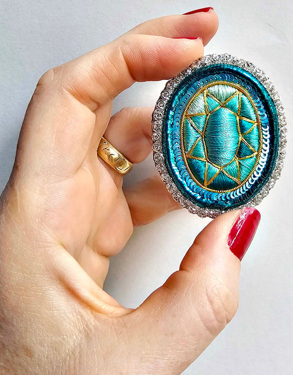 Broche trompe l&#39;œil aigue-marine