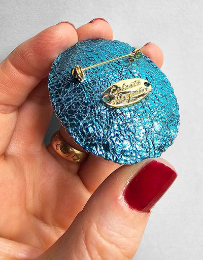 Broche trompe l'œil aigue-marine