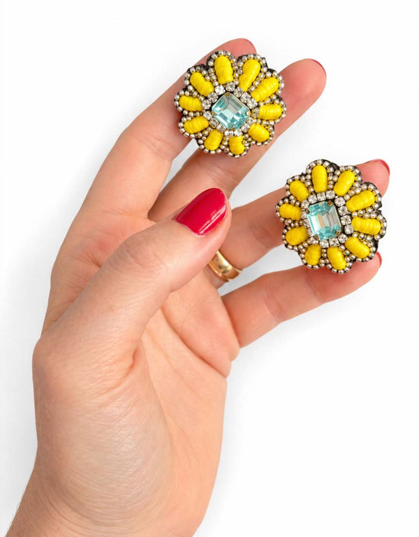 Preordine – disponibile dal 30 novembre – Orecchini margherita Giallo Azzurro Ghiaccio — 3