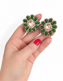 Preordine – disponibile dal 30 novembre – Orecchini fiore Verde Rosa — 4