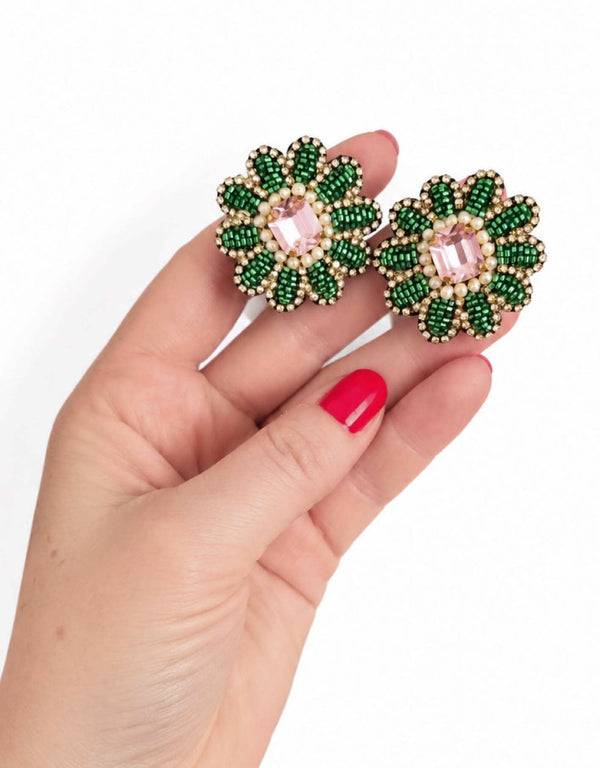 Preordine – disponibile dal 30 novembre – Orecchini fiore Verde Rosa — 4