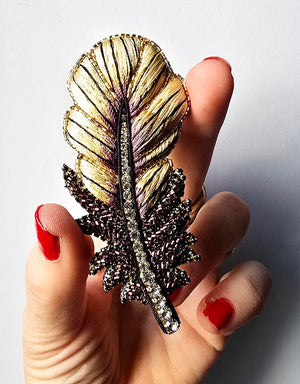 Gold Feather Brooch — 1
