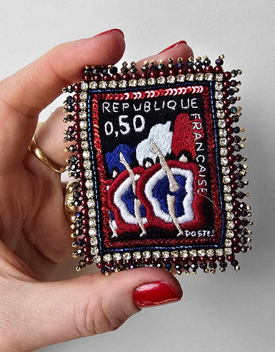 Brooch "French Cancan Stamp