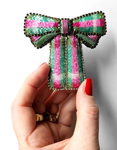 Détail de Broche "Un joli nœud vert"