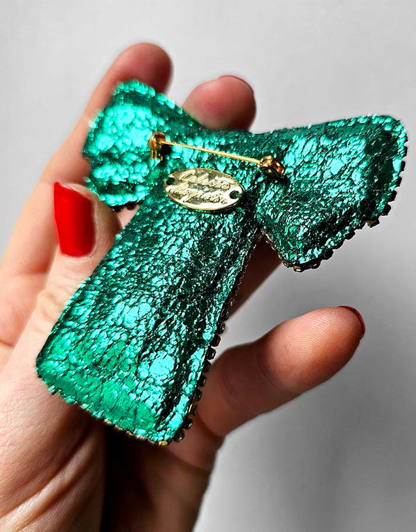 &quot;A pretty green &amp; purple bow &quot; brooch