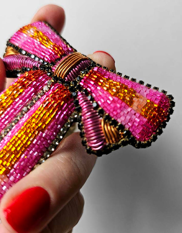 &quot;A pretty Pink &amp; Orange bow&quot; brooch
