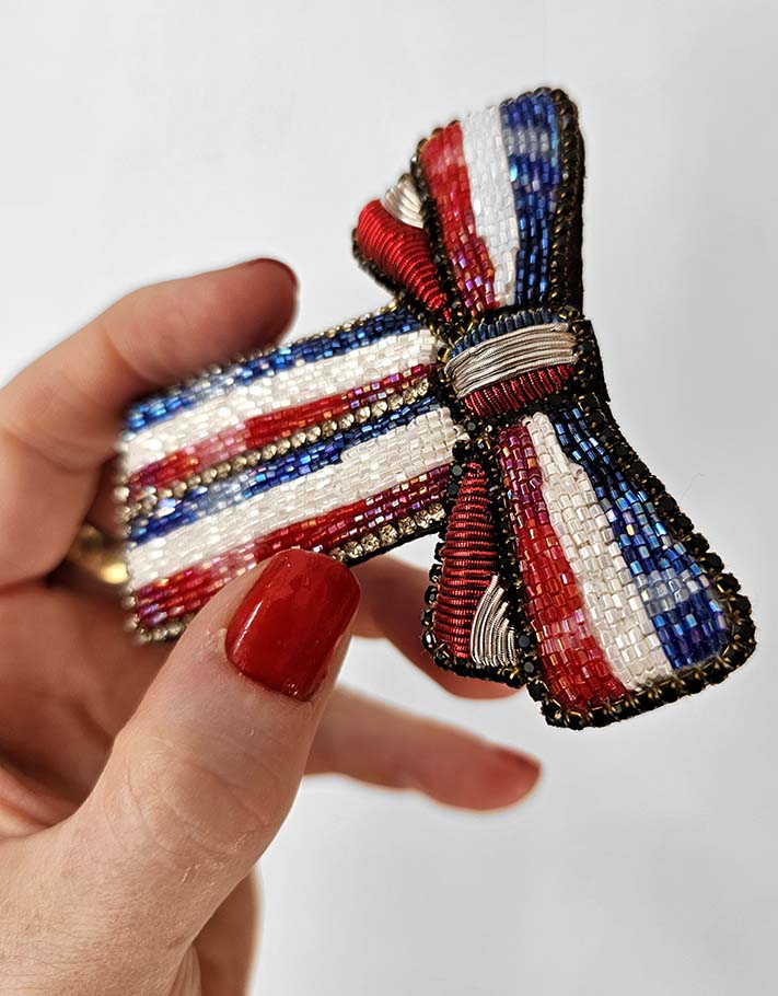 Broche "Un joli nœud Bleu, Blanc & Rouge"
