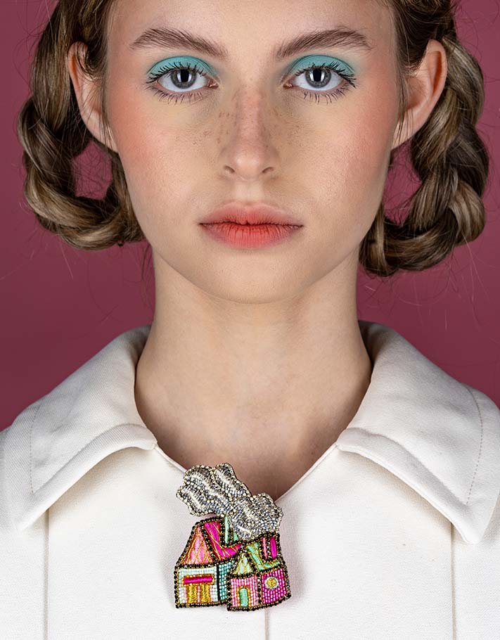 Broche "Usine Pastel"