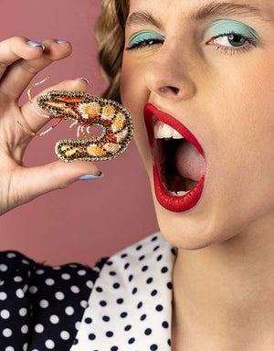 “Le Guilvinec” Brooch – Pink Prawn — 1