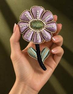 Pre-order – available November 30 – Large Lavender Sage Flower Brooch — 1
