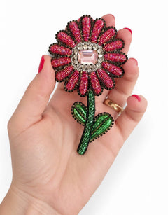 Pre-order – available November 30 – Large Raspberry Daisy Brooch — 1