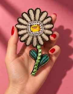 Pre-order – available November 30 – Large Ivory Amber Daisy Brooch — 1
