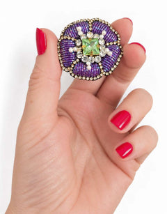 Pre-order – available November 30 – Purple Emerald Rosette Brooch — 1
