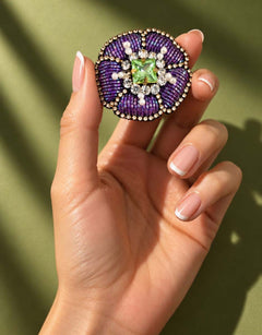 Pre-order – available November 30 – Purple Emerald Rosette Brooch — 1