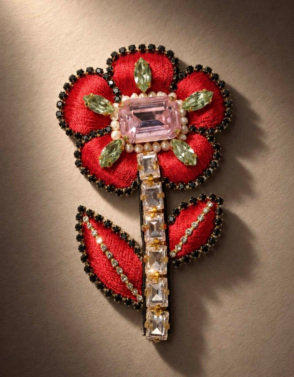 Pre-order – available November 30 – Red Green Flower Brooch — 3