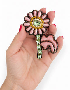 Pre-order – available November 30 – Pink Green Flower Brooch — 1