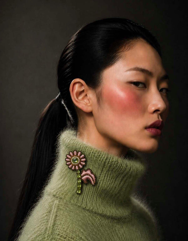 Pre-order – available November 30 – Pink Green Flower Brooch — 2