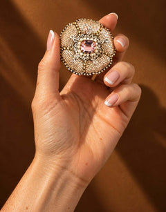 Pre-order – available November 30 – Champagne Pink Rosette Brooch — 1