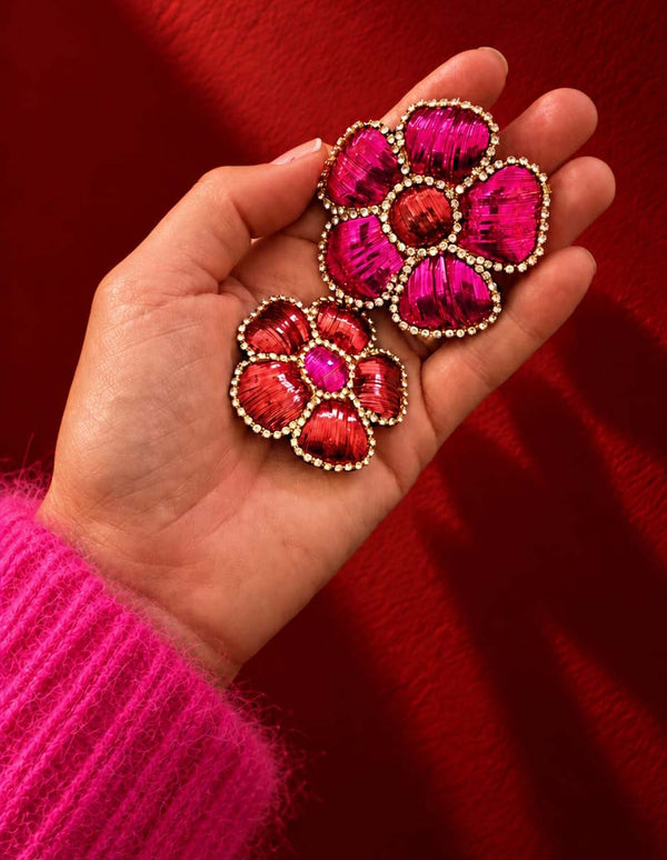 Petite broche fleur fuchsia et rouge — Lucy in the sky — 2