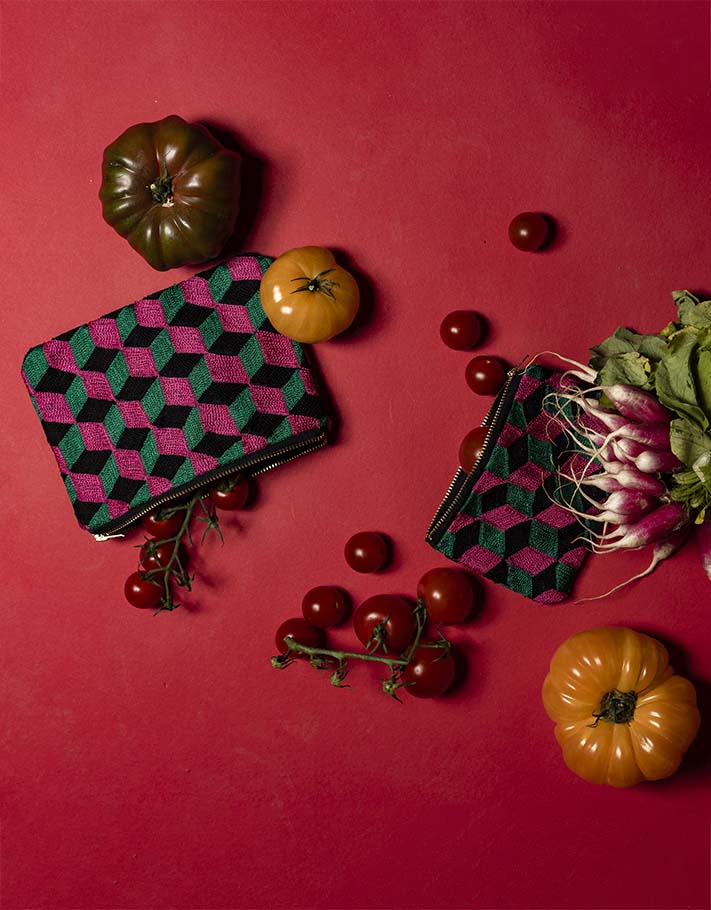 Pochette brodée « N3 Vert »