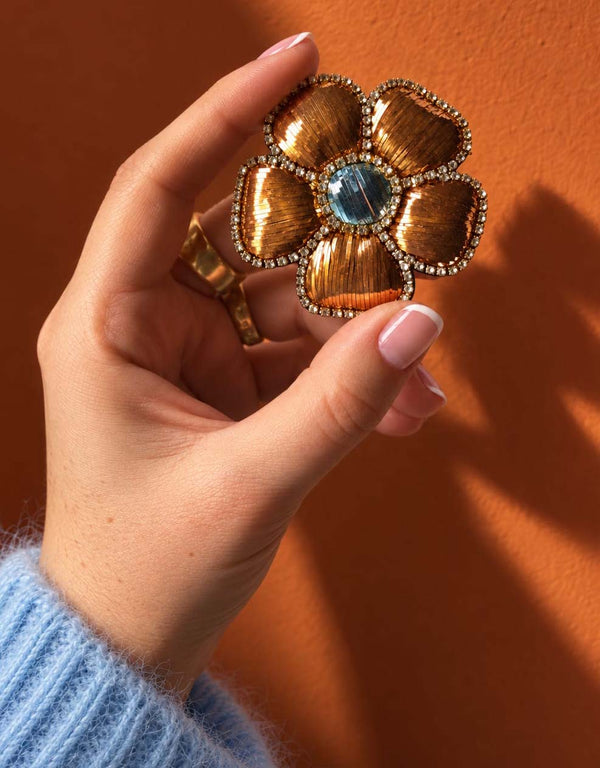 Broche fleur cuivrée et bleue — Lucy in the sky — 1