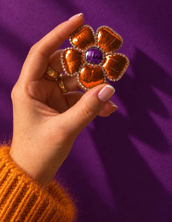 Broche fleur orange et violette — Lucy in the sky — 2