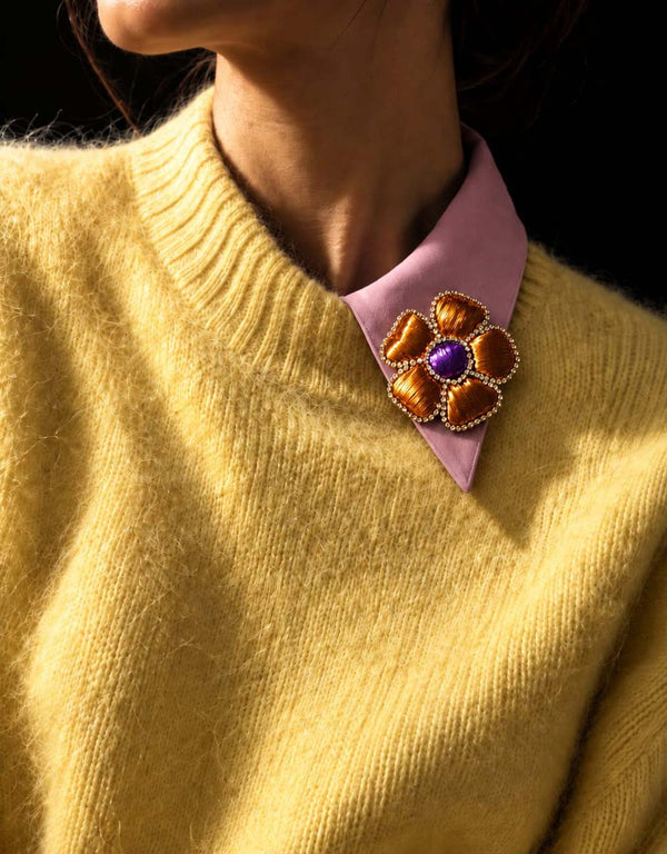 Broche fleur orange et violette — Lucy in the sky — 3