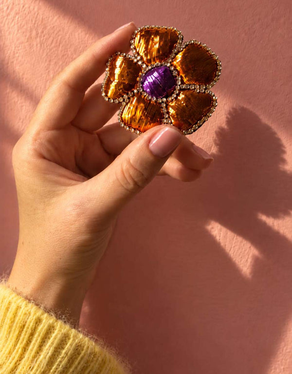 Broche fleur orange et violette — Lucy in the sky — 1