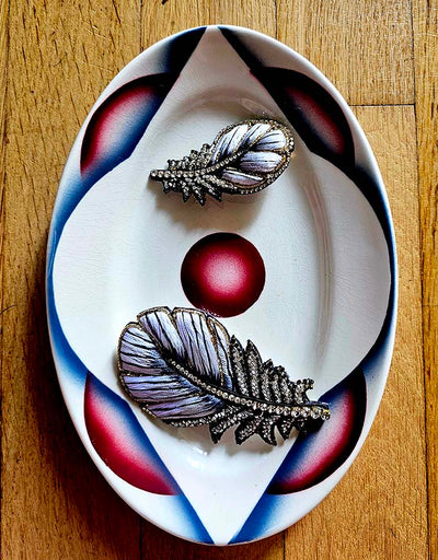 Silver feather brooch