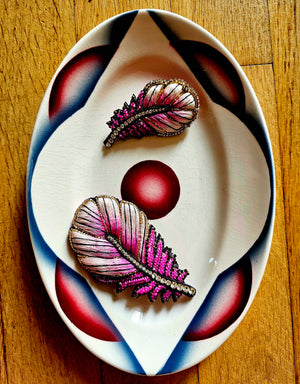 Fuchsia Pink Feather Brooch — 2