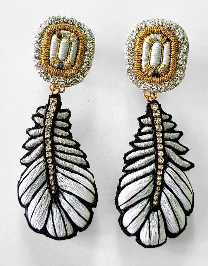 Boucle d'oreille Plume argent