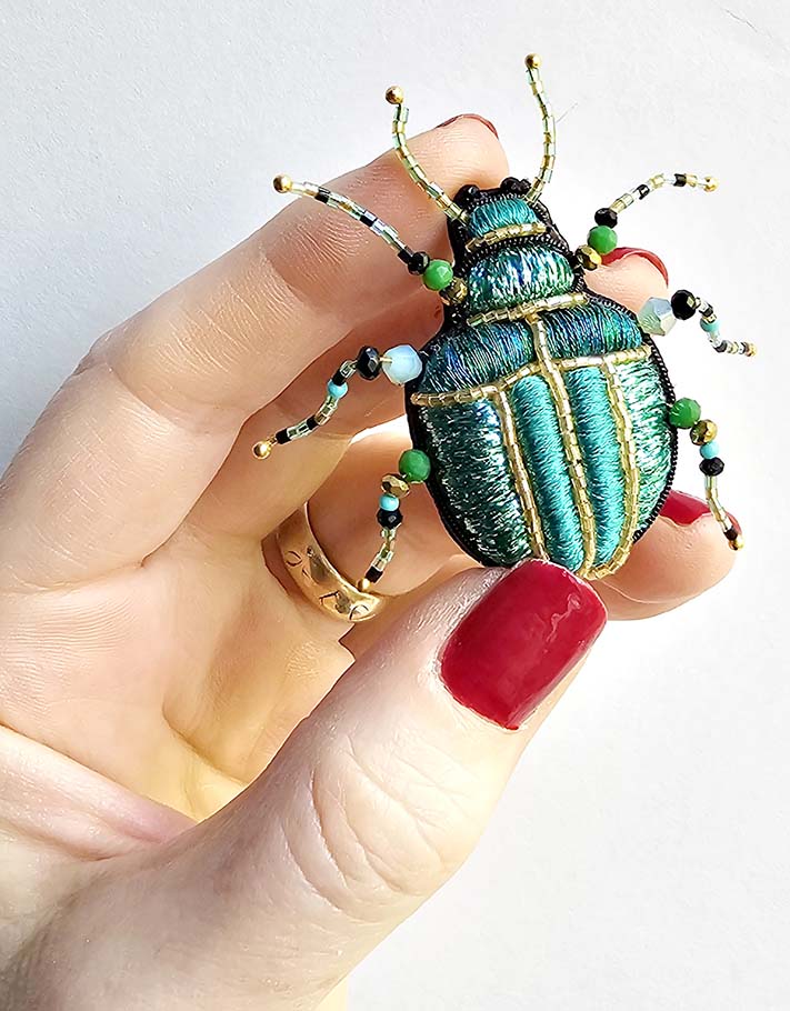 Hubert the beetle brooch