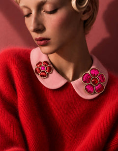 Fuchsia and Red Flower Brooch — Lucy in the sky — 2