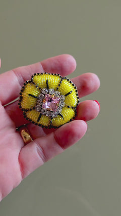 Pre-order – available November 30 – Yellow Pink Rosette Brooch — 3