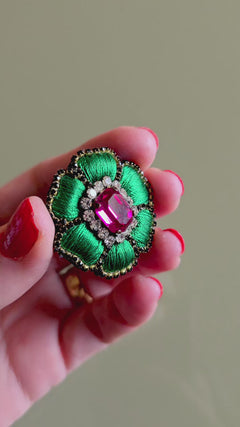 Preordine – disponibile dal 30 novembre – Orecchini fiore Smeraldo Fucsia — 3