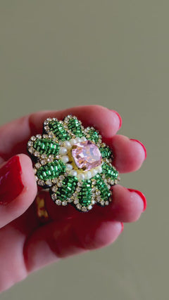 Preordine – disponibile dal 30 novembre – Orecchini fiore Verde Rosa — 3